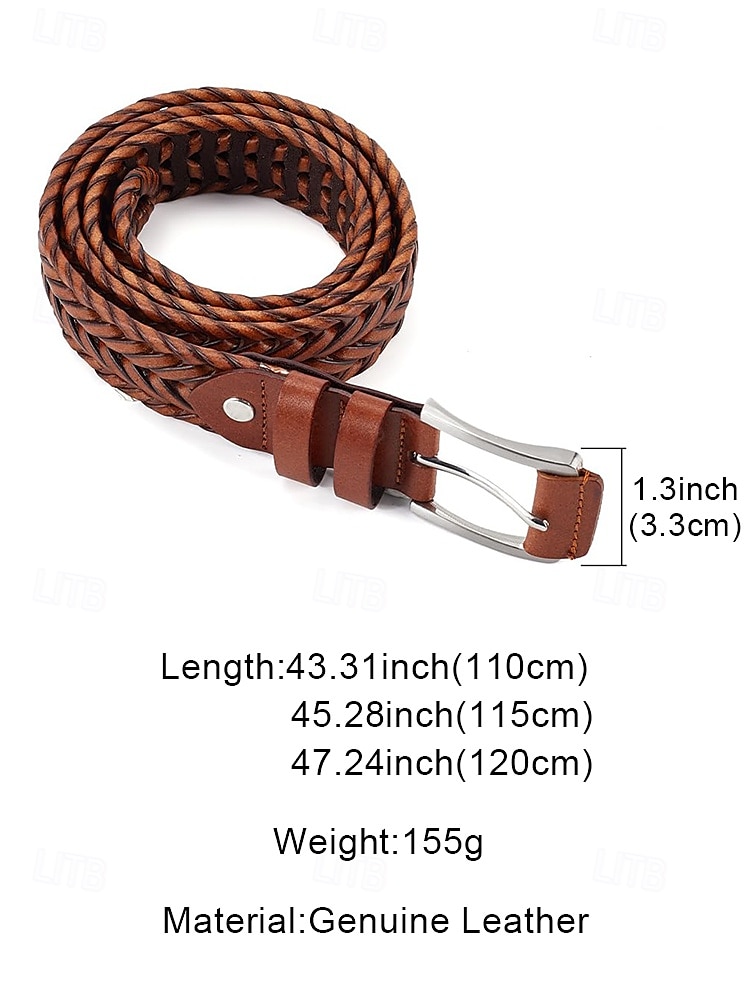 Heren gevlochten riem van echt leer – klassiek geweven ontwerp met gepolijste gesp, duurzaam en verstelbaar tailleaccessoire voor casual, zakelijke en golfoutfits 2026 - $18.99 –P11
