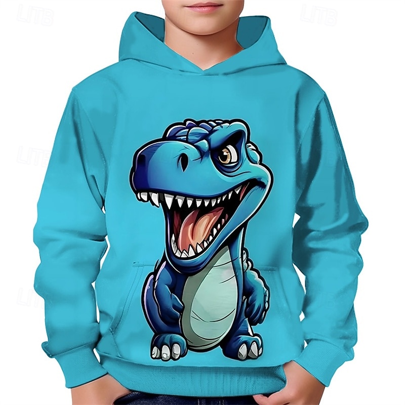 Pojkar 3D Dinosaurie Huvtröja Långärmad Vår Höst Mode Streetwear Barn 4-12 år Huva Utomhus Ledigt Dagligen Normal 2025 - $18.99 –P2