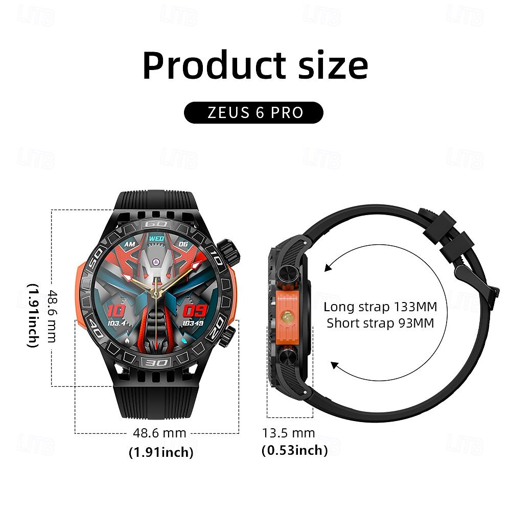 LOKMAT ZEUS 6 PRO Умные часы 1.46 дюймовый Смарт Часы Bluetooth Педометр Напоминание о звонке Датчик для отслеживания активности Совместим с Android iOS Женский Мужчины 2025 - $42.99 –P19