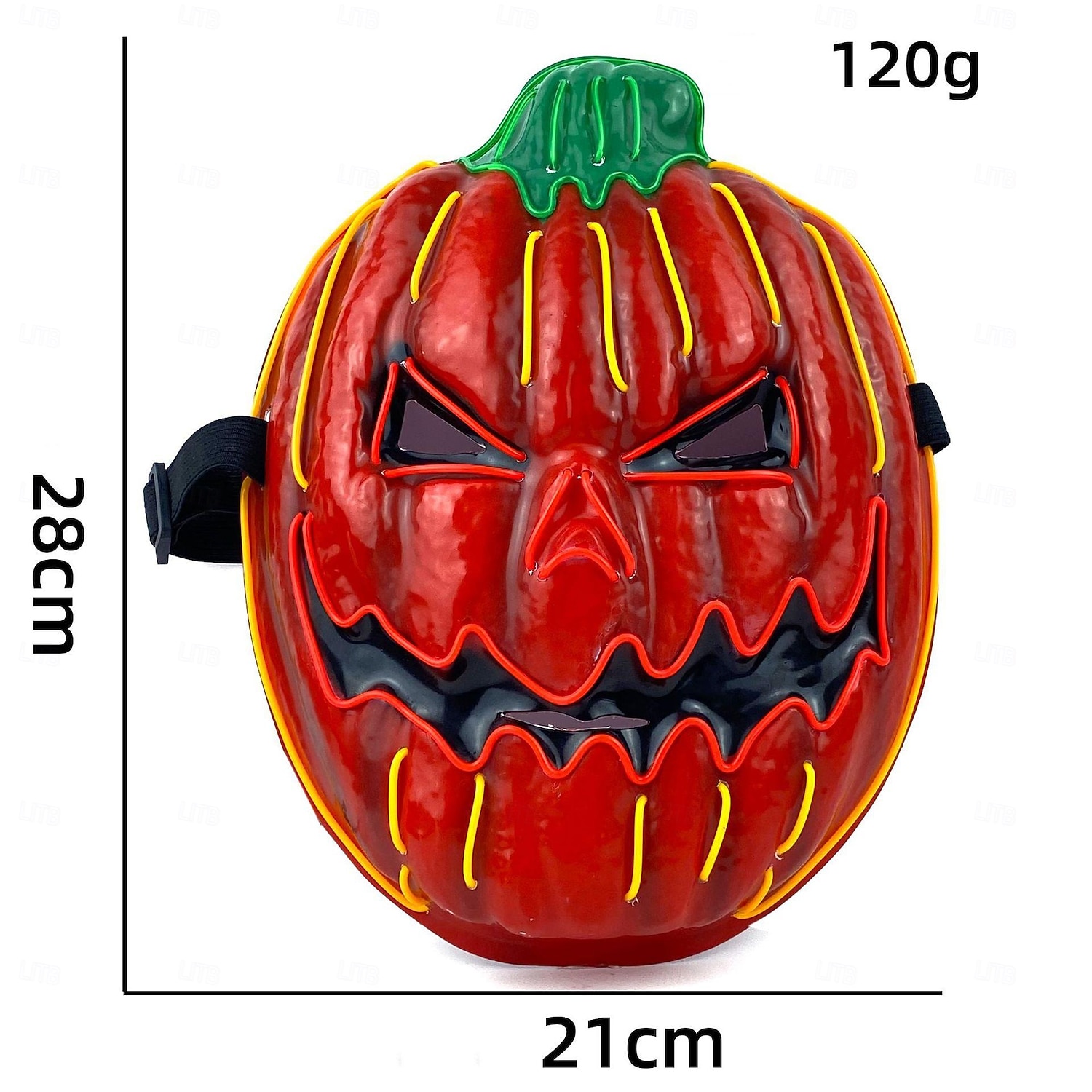 1 db 28 * 21 cm-es halloweeni led hidegfényű tökfej horror led világító maszk beltéri és kültéri csapattánc tökfej dekoratív kellék AA elemdoboz 2025 - $9.99 –P5