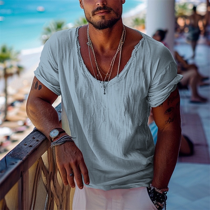 Ανδρικά Μπλουζάκι Κοντομάνικα Κοντομάνικο μπλουζάκι Μπλουζάκι μπλουζάκι Κοντομάνικο Λαιμόκοψη V Καλοκαίρι Σκέτο Μοντέρνα Υψηλής Ποιότητας Βασικό Κλασσικό Διακοπές Δρόμος Εξόδου 2026 - $19.99 –P4