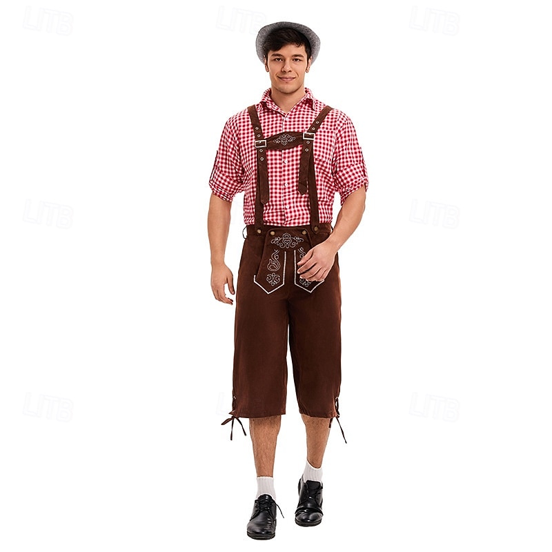Carnaval Oktoberfest bier Oktoberfest Outfits Gemaskerd Bal Lederhosen Bavarian Duits Traditionele stijl Weiden Voor heren Carnaval Feest Halloween Doek in traditionele stijl Top Short Hoed 2026 - $53.99 –P9