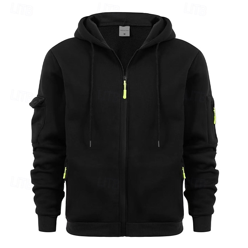 Per uomo Felpa con cappuccio Felpa con cappuccio a zip intera Felpa con cappuccio in pile Felpa con cappuccio tattica Nero Blu marino Cachi Grigio chiaro Grigio scuro Con Cappuccio Semplice Cerniera del 2025 a $23.99 –P5