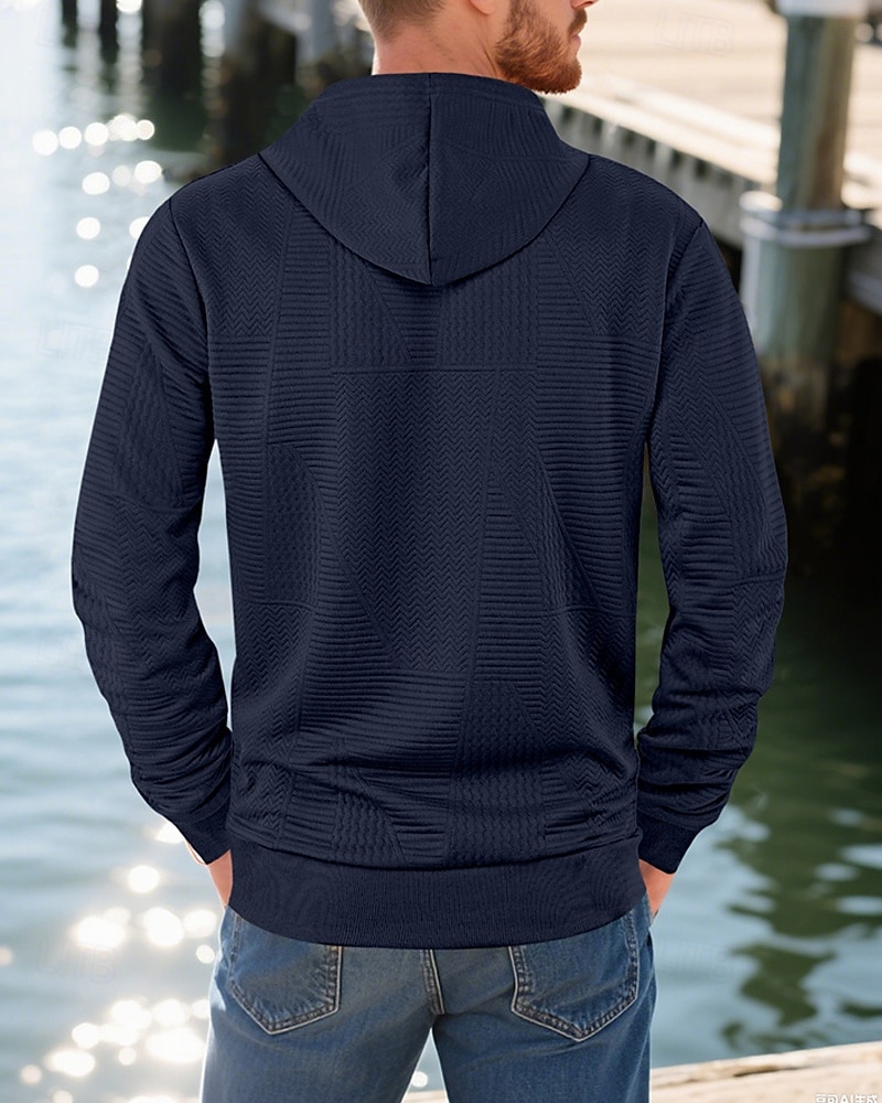 Homens Moletom Moletom com capuz Preto Branco Amarelo Azul Marinha Café Com Capuz Tecido Jacquard Com Cordão Bolsos Estriado Desportos e Ar livre Diário Feriado Poliéster Roupa de rua Básico Casual de 2025 por $23.99 –P15