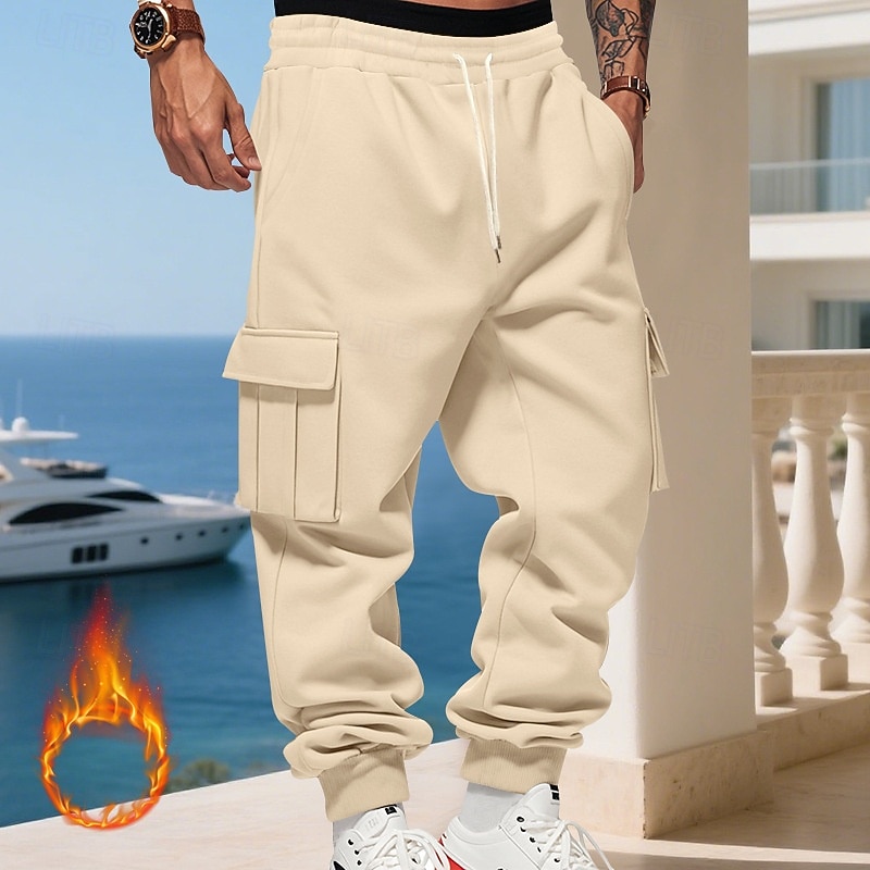 Homens Calças Esportivas Calças de lã Corredor Calças de inverno Calça de moletom cargo Com Cordão Bolsos Cintura elástica Tecido Conforto Quente Esportes Diário Moda Casual Preto Branco de 2025 por $18.99 –P3