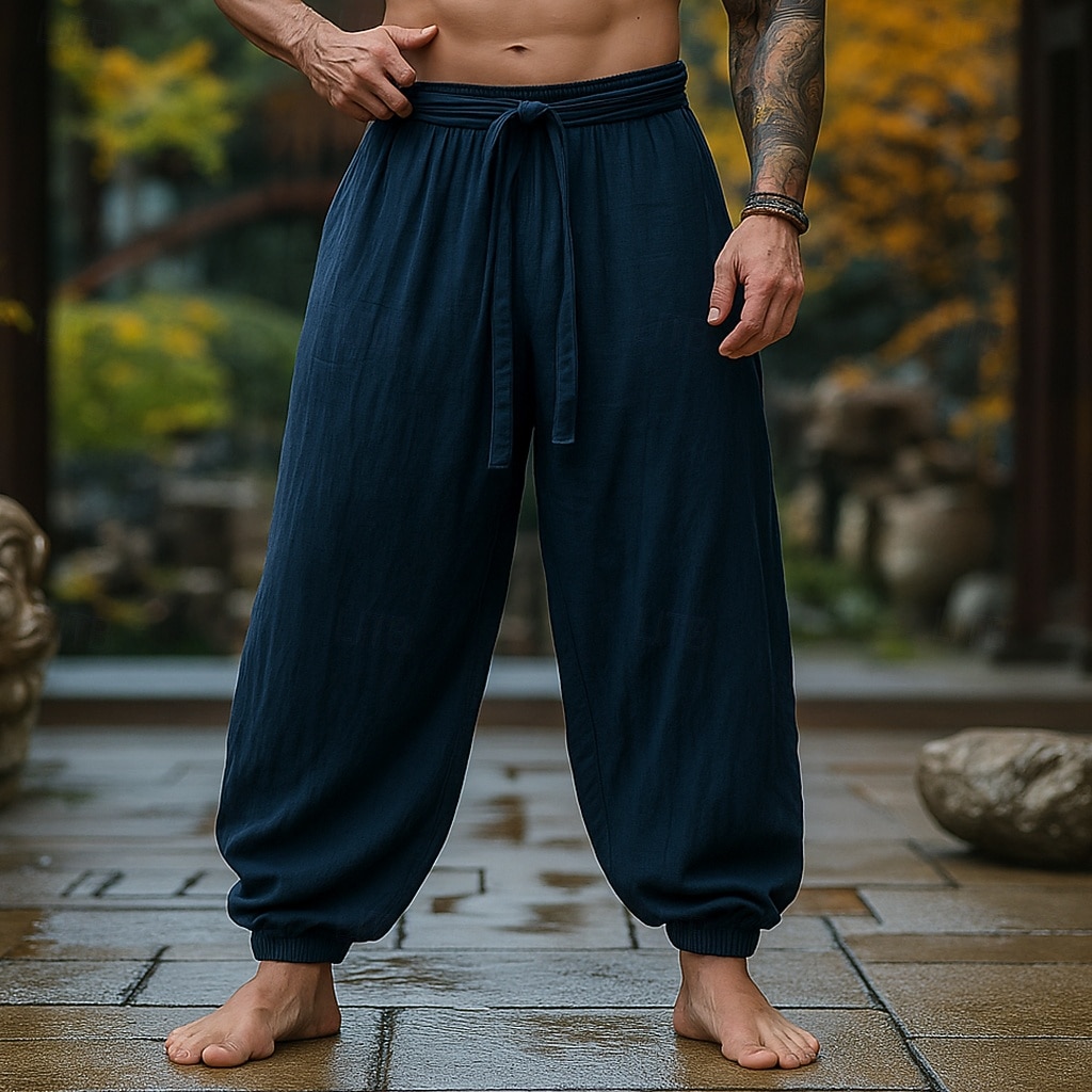 Herren Leinenhosen Hose Sommerhose Baggy-Hosen Elastischer Bund Einfach Komfort Atmungsaktiv Volle Länge Outdoor Lässig Täglich Urlaub Vintage Armeegrün Rote Unelastisch 2026 - $25.99 –P5