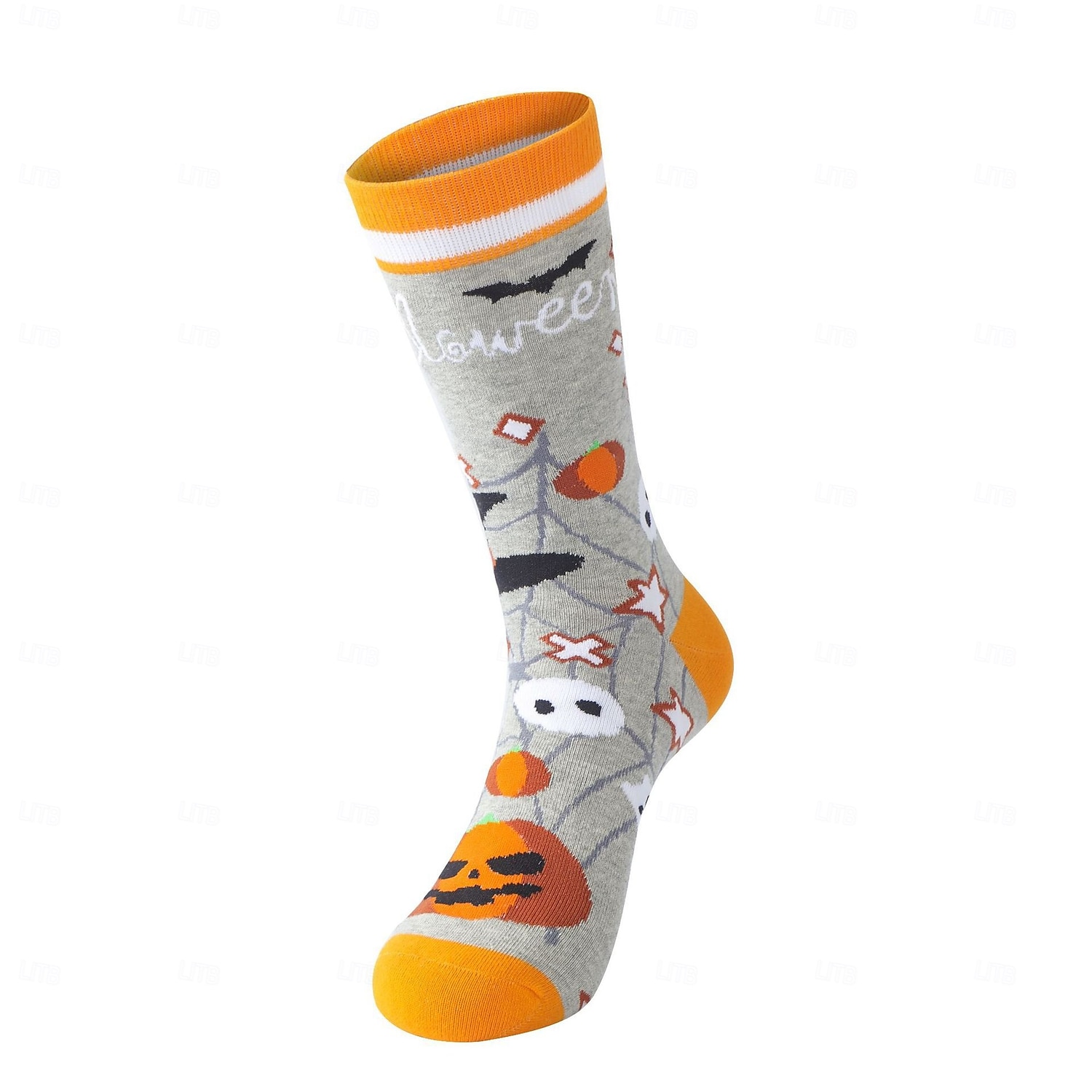 Calcetines de algodón de Halloween, calcetines casuales de media pantorrilla que absorben la humedad con diseño de calabaza, medias de estilo urbano unisex de gran tamaño y de moda. 2025 - $7.99 –P1