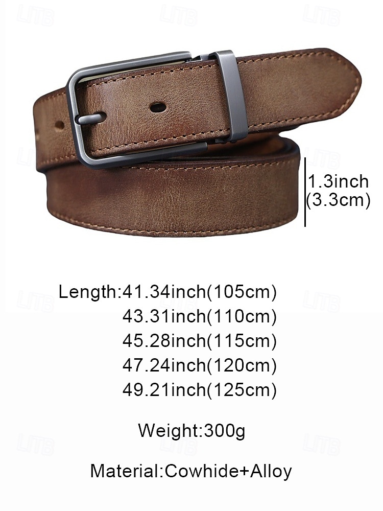 Мужской ремень из натуральной коровьей кожи – винтажный коричневый ремешок с пряжкой из матового сплава, регулируемый для джинсов, работы, деловой и повседневной одежды 2026 - $29.99 –P9