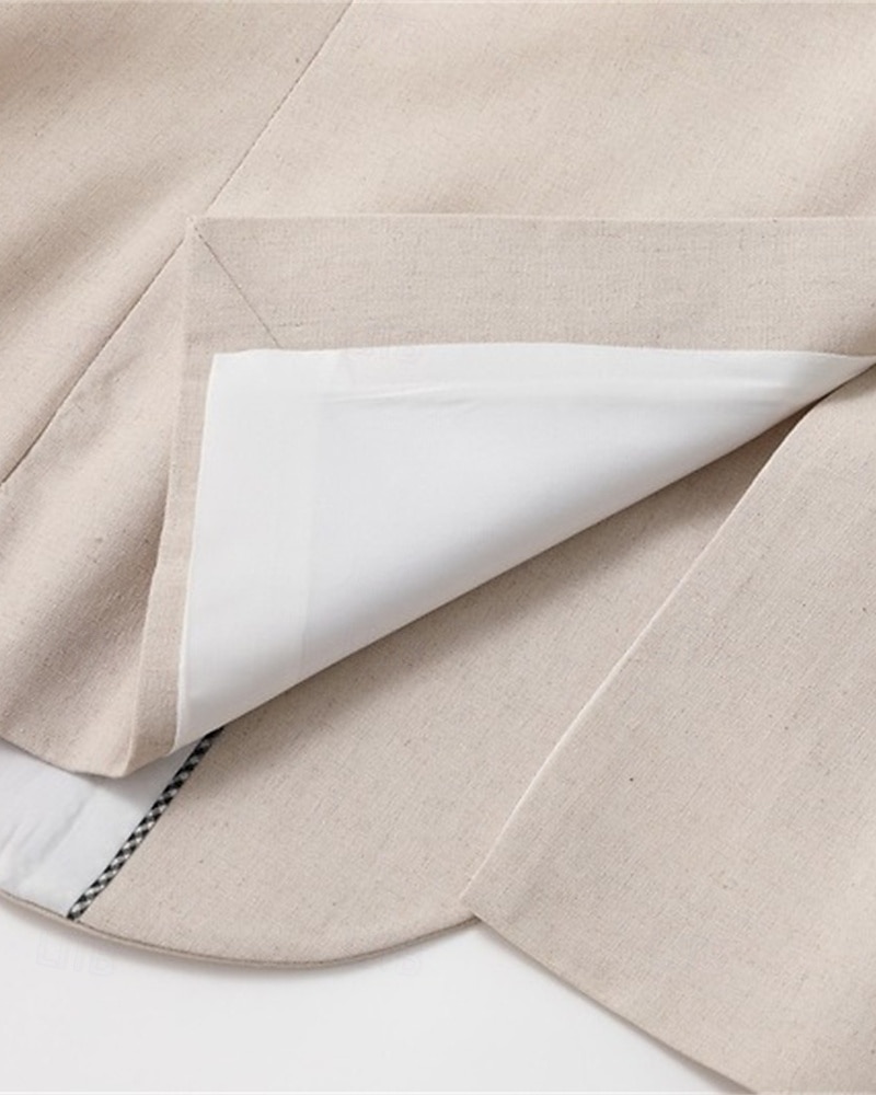 Homme Blazer en lin Ensemble Affaires Cocktail Fête de mariage Mode Occasionnel Printemps Automne 30% Lin 60% polyester Uni Avec Poches 2 pièces Confortable Simple Boutonnage veste Blanche Kaki Bleu de 2025 ? $79.99 –P2