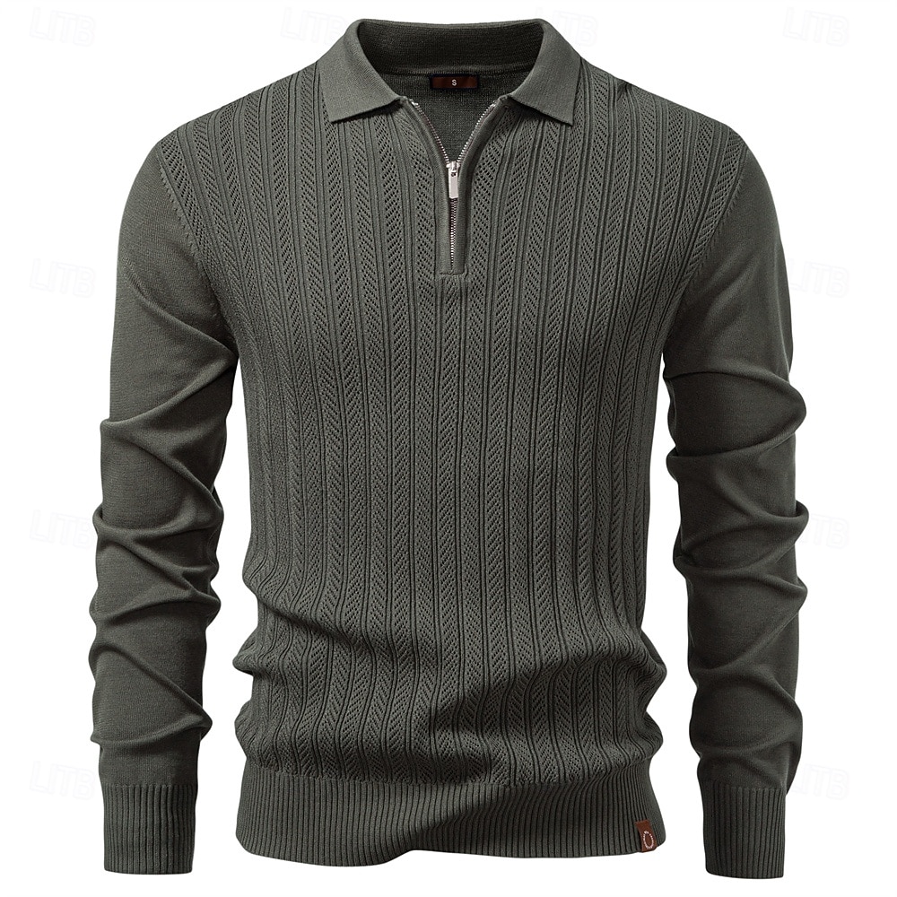 Per uomo Maglione Maglia Top Regolari Jacquard Bottoni Tinta unica