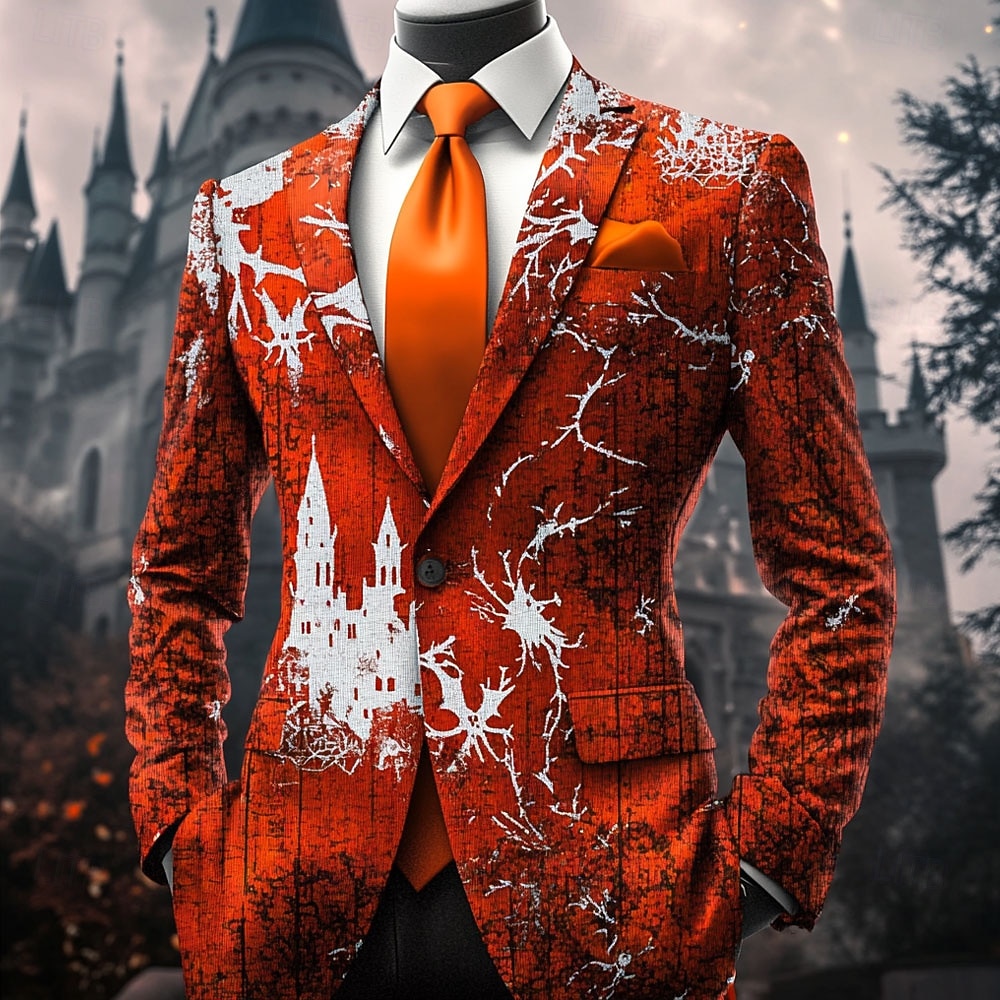 Halloween Ανδρικά Γραφική Μπουφάν μπλέιζερ Άνετο Καλλιτεχνικό Καθημερινό Βραδινό Ρούχα για Πάρτυ Καθημερινά Φεστιβάλ 3D εκτύπωση Κουμπιά Πολλαπλή τσέπη Άνοιξη Φθινόπωρο & Χειμώνας Επίπεδος γιακάς 2025 - $73.99 –P1