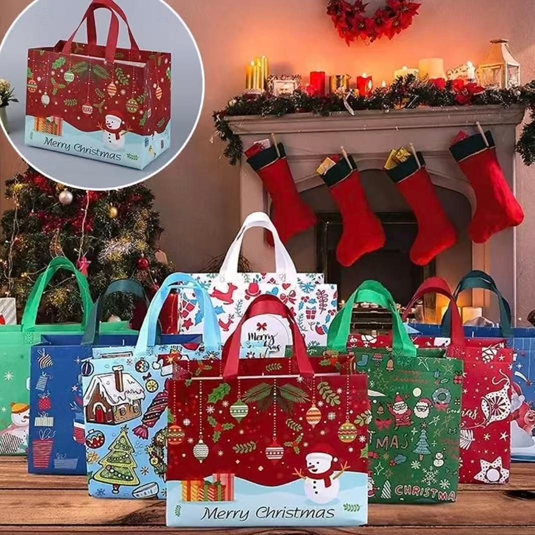 16 pungi cadou de Crăciun – pungi mari din material nețesut pentru cumpărături de sărbători, împachetare cadouri, cadouri de petrecere, ambalaje de Crăciun &pungi de cadou reutilizabile 2025 - $25.99 –P2