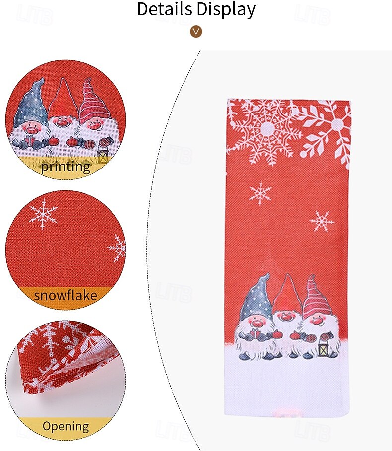 2 ks vánočních krytů na lahve vína s trpaslíky, sáčky na lahve vína s motivem sněhové vločky s motivem Rudolfa a lesního bezu, sváteční obaly na lahve vína 2025 - $6.49 –P4