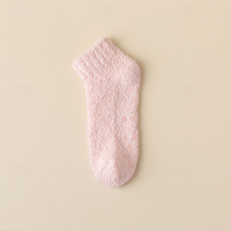 naisten irtoamattomat, näkymättömät sukat, yksivärinen korallifleece paksut talvilattiasukat, lämpimät kotisukat silikonipohjaisilla liukuestepohjilla 2026 - $7.99 –P12