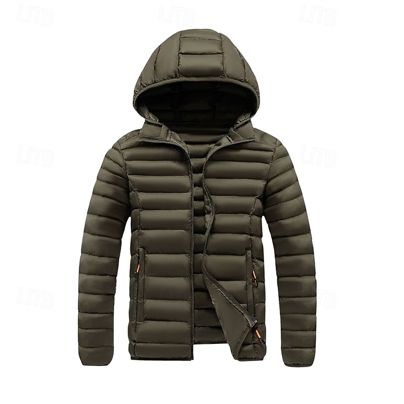 Pánské Zimní kabát Puffer bunda Polstrovaná bunda Kapsy Polyester Dovolená Denní nošení Rande Standardní Módní Na běžné nošení Pohodlné Zahřívací Zima Plná / Jednobarevná Tmavě šedá Černá Bílá Žlutá 2026 - $51.99 –P20