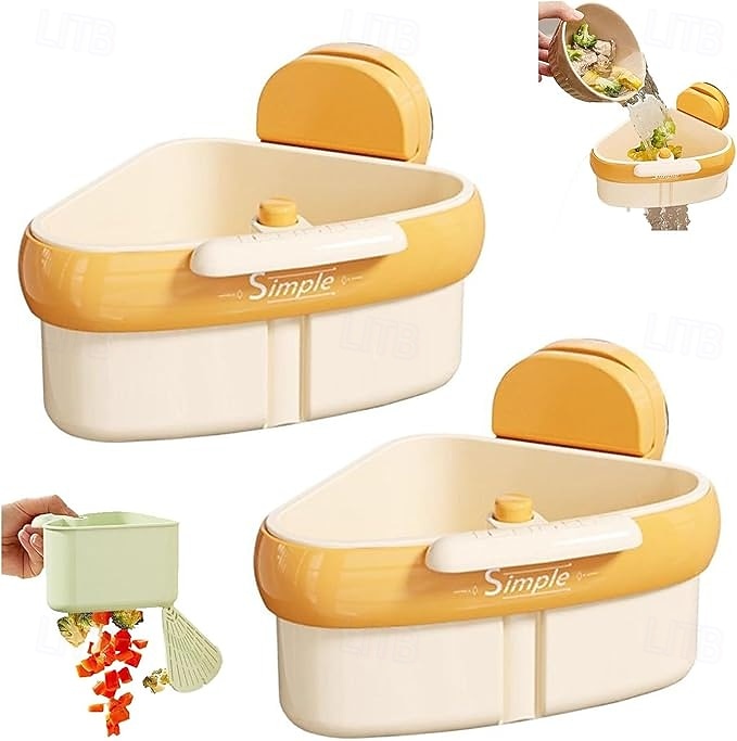 2er-Pack Eckregal mit Saugnapf für die Spüle, Siebkorb für die Druckspüle, automatischer Abtropfkorb, Schwammhalter für den Wasserhahn, abnehmbarer Aufbewahrungsorganizer für die Küchenspüle 2025 - $19.99 –P13