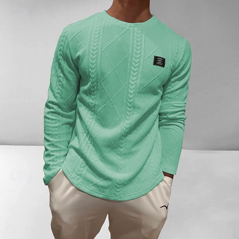 Herr Tröja Vit Rund hals Slät Jacquard Dagligen Sport & Utomhus Helgdag Polyester Streetwear Grundläggande Ledigt Vår Höst Kläder Pull Tröjor Långärmad 2026 - $28.99 –P16