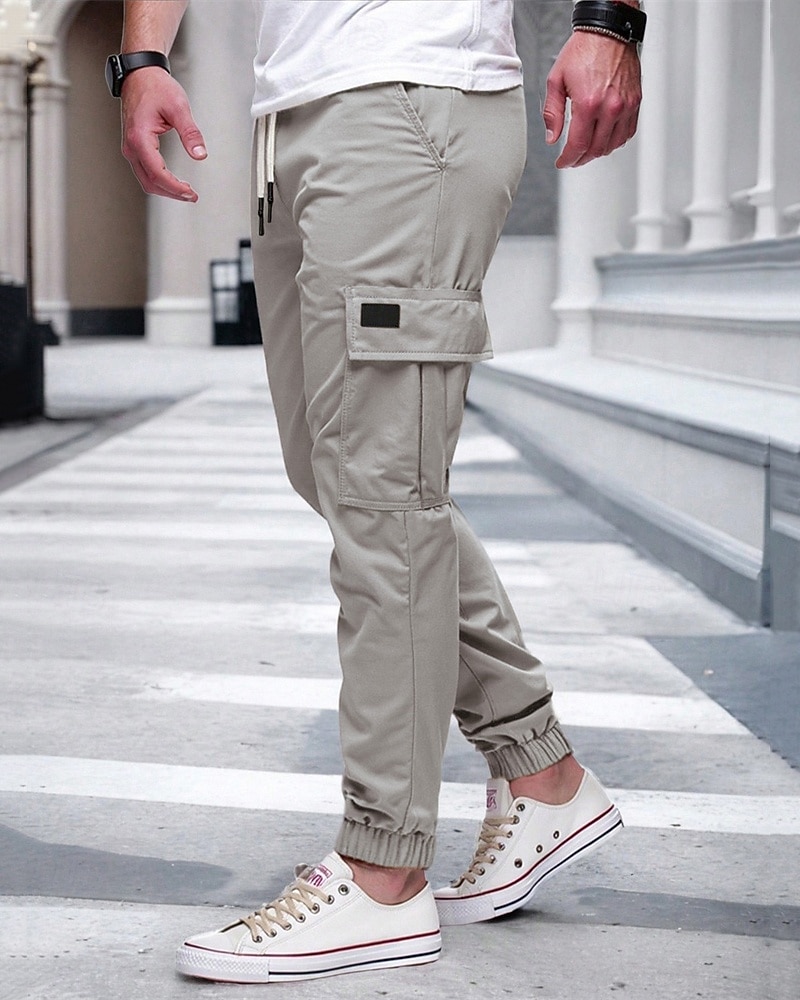 Men's Cargo Pants Joggers Trousers Drawstring Elastic Waist Multi Pocket Plain Wearable Outdoor Daily Camping & Hiking Fashion Classic Black Yellow 2026 - $21.99 –P5