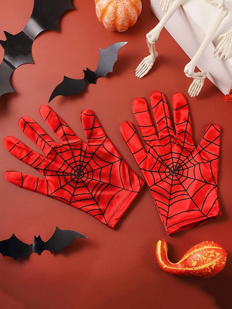Gants d'Halloween en toile d'araignée pour homme – accessoire de costume de cosplay extensible pour fête, jeu de rôle et vie nocturne de 2025 ? $11.99 –P3