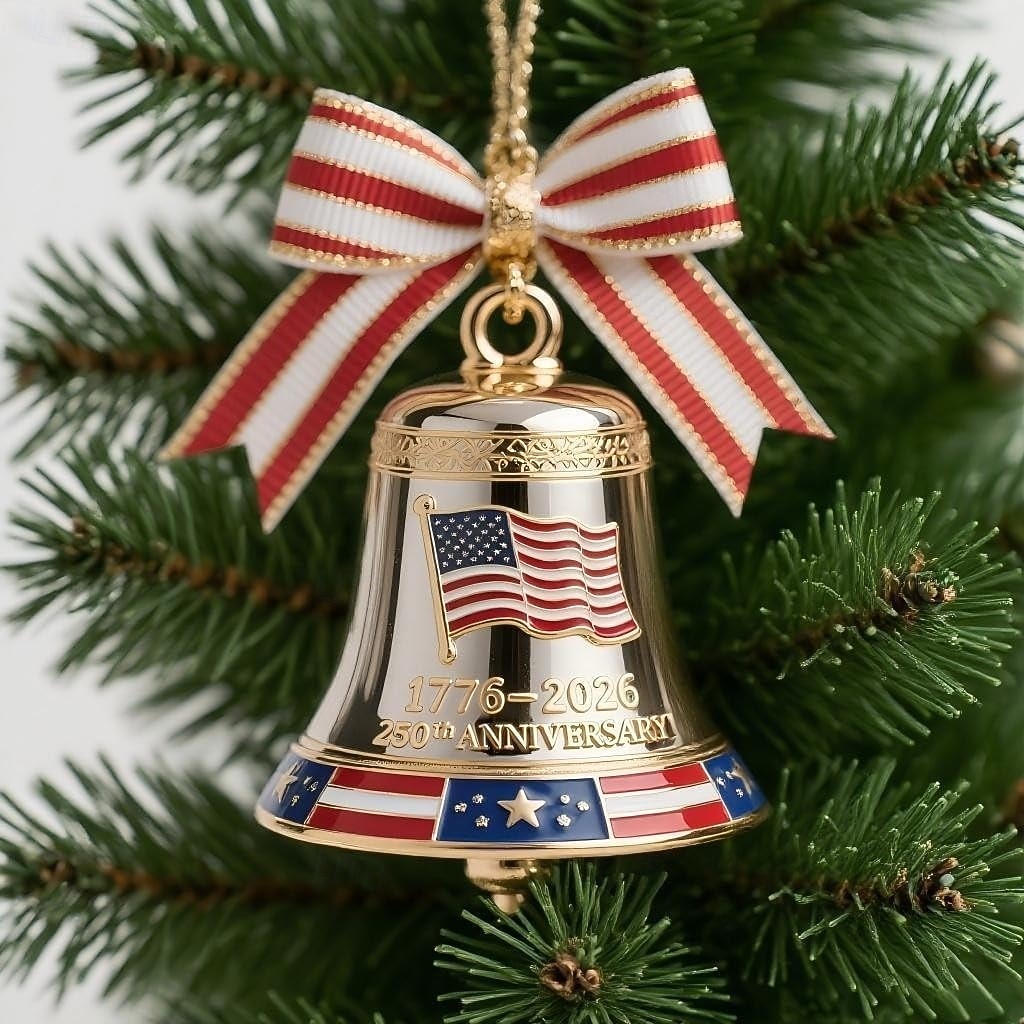 Julgransprydnad i metall emalj för USA:s 250-årsjubileum, handgjord, hängande minnesdekor, frihetsklocka, julgransprydnad för samlare, patriotisk julgran, staket, uteplats 2025 - $18.99 –P3