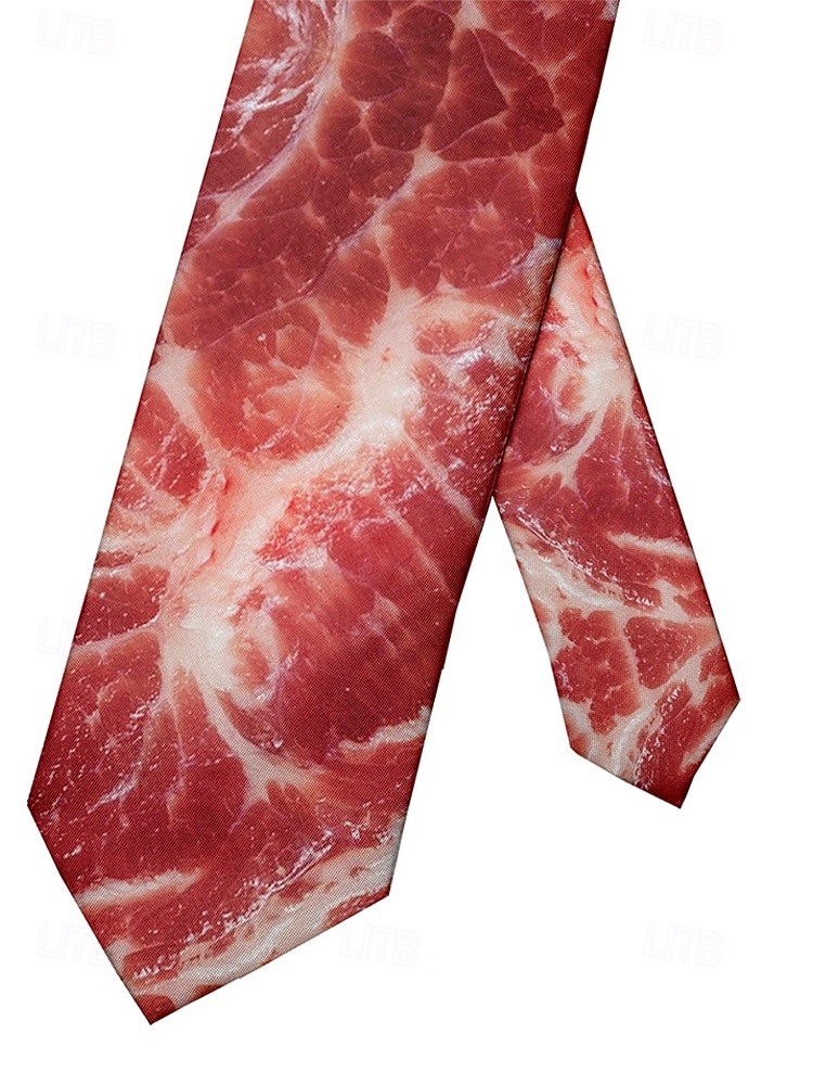 Herren-Halloween-Krawatte mit Fleisch-Print – lustiges und einzigartiges Steak- und Speck-Design, perfekt für Halloween-Partys und Kostümveranstaltungen 2025 - $11.99 –P6