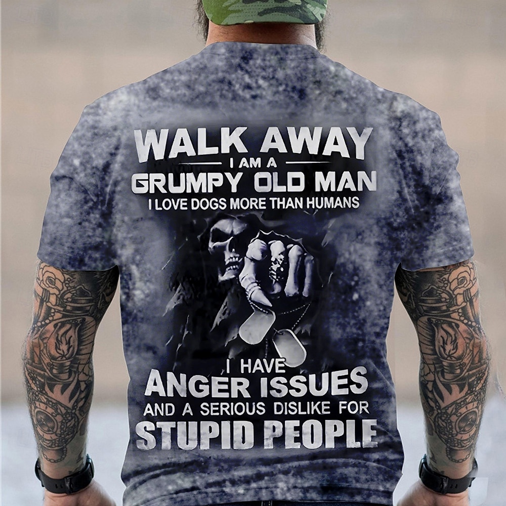 Camiseta Masculina Gráfica de Velho Grumpy - Amante de Cachorros com Problemas de Raiva Não Gosta de Pessoas Idiotas Manga Curta de 2026 por $19.49 –P2