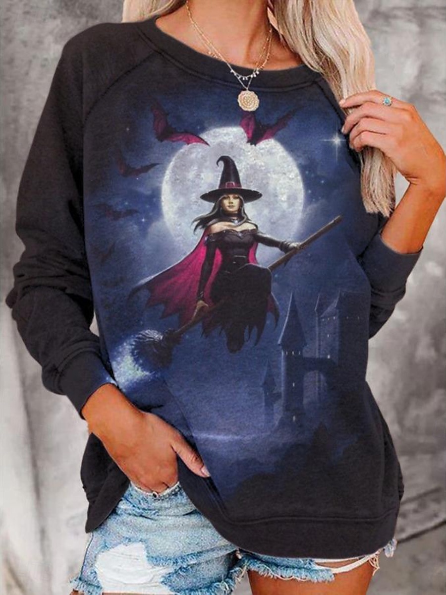 Pentru femei Hanorace Grafic Halloween Modă Casual Manșon Lung Stil Nautic Topuri obișnuite Casual Imprimeu Albastru piscină Verde Închis Mov Portocaliu Trifoi Vară Primăvară Toamnă 2025 - $10.99 –P2