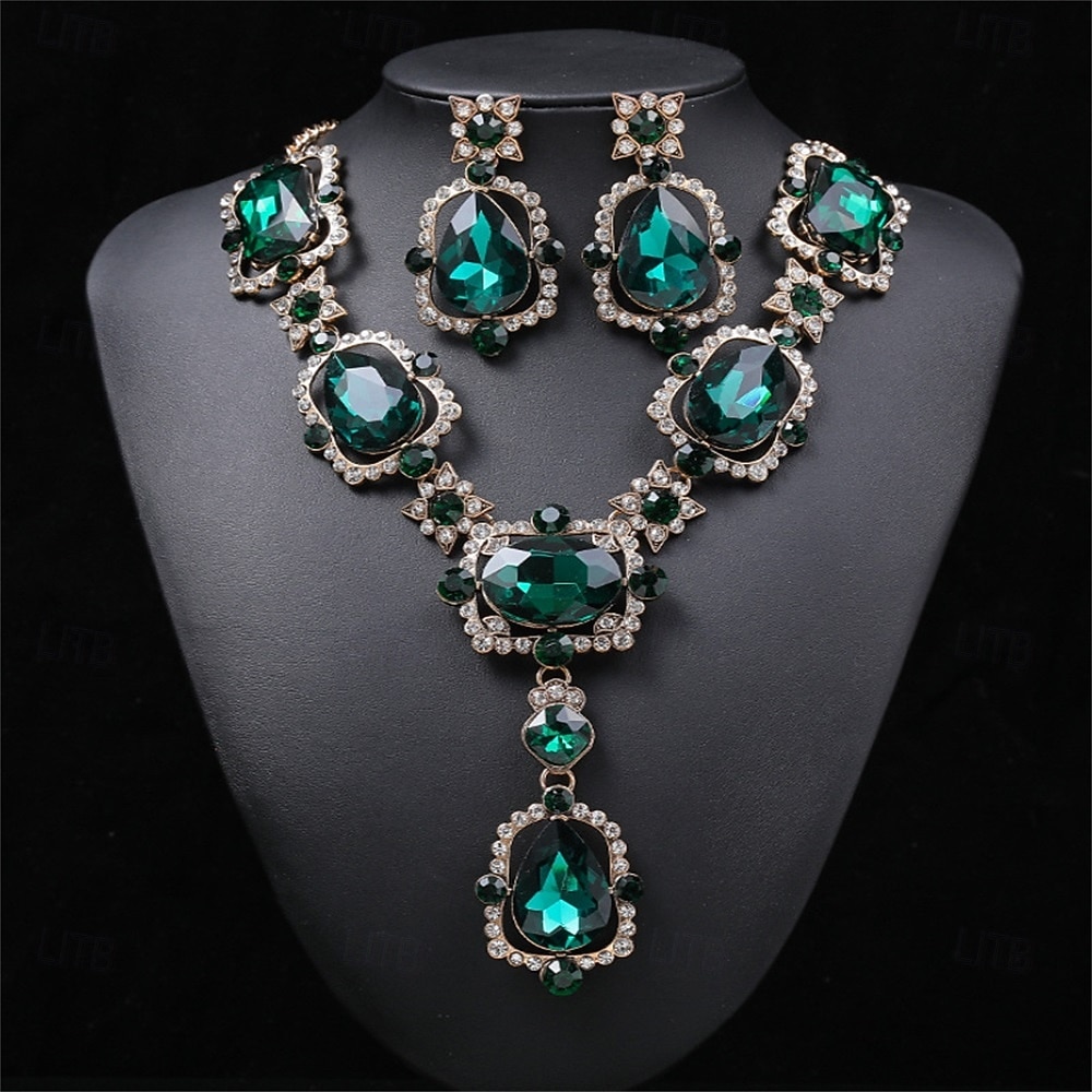 Sieradenset 2 Kromi 1 Ketting Oorbellen Dames Elegant Vintage Modieus Vintagestijl Klassiek Sieraden set Voor Bruiloft Feest Bruiloft gast 2025 - $29.99 –P8