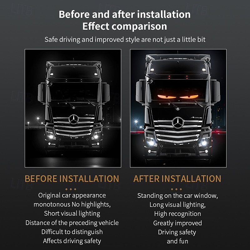 Lumières yeux du diable pour voitures, lumières yeux du diable à LED pour pare-brise de camion, panneau de pixels à LED d'animation de camion œil du diable à télécommande pour pare-brise de voiture de 2025 ? $74.99 –P6