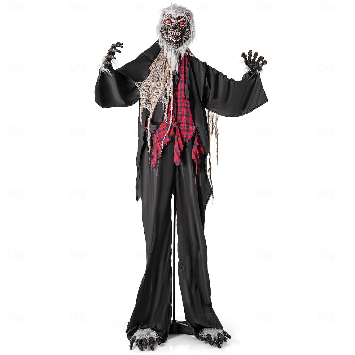 Halloweenská animatronika, zvukem aktivovaný vlkodlak se zářícíma očima a děsivými zvuky, obří animovaná venkovní halloweenská dekorace, pánský doplněk 2025 - $251.09 –P9