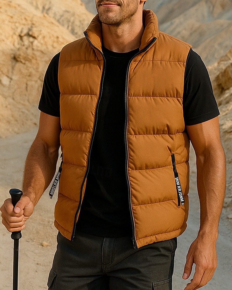 Bărbați Γιλέκο πεζοπορίας Vestă puffer Fără manșon Γιλέκο În aer liber Termic cald Rezistent la Vânt Iarnă Fermoar Buzunar Poliester Negru Alb Galben Vânătoare Pescuit Alpinism 2025 - $29.99 –P1