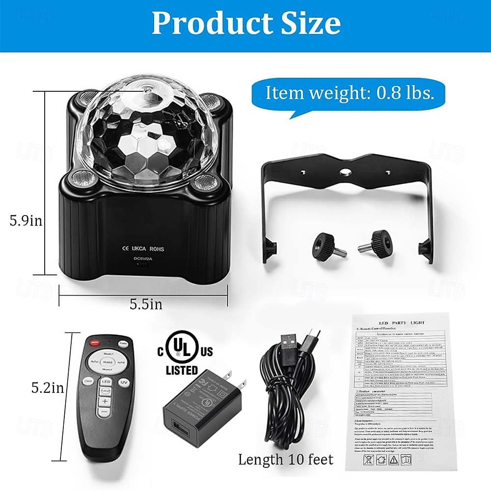 Disco Ball Party Lights Sound Activated Strobe DJ Stage Lighting for Indoor Room Outdoor Dance Floor Parties Birthday Rave Home Karaoke Halloween Christmas Wedding Show Bar Club Decorations 2026 - $41.99 –P4