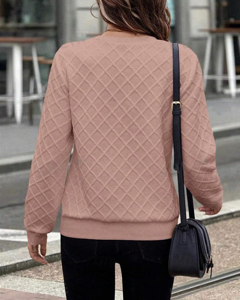 Per donna Felpa con texture Felpe Felpe con cerniera Semplice Streetwear Casual Comodo Manica Lunga Collo Alto Top Regolari Streetwear Ferie Uscire Zip a un quarto Bianco Primavera Autunno del 2025 a $23.99 –P15