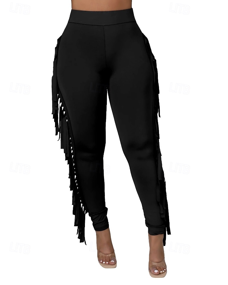 Naisten Housut Sukkahousut Mukavat leggingsit Katutyyli Vapaa-aika Täyspitkä Luonnollinen Tavallinen Tupsu Joustava vyötärö Mukava Pyhäpäivä Arki-asut Viikonloppu purppura Musta Valkoinen Armeijan 2025 - $24.99 –P11