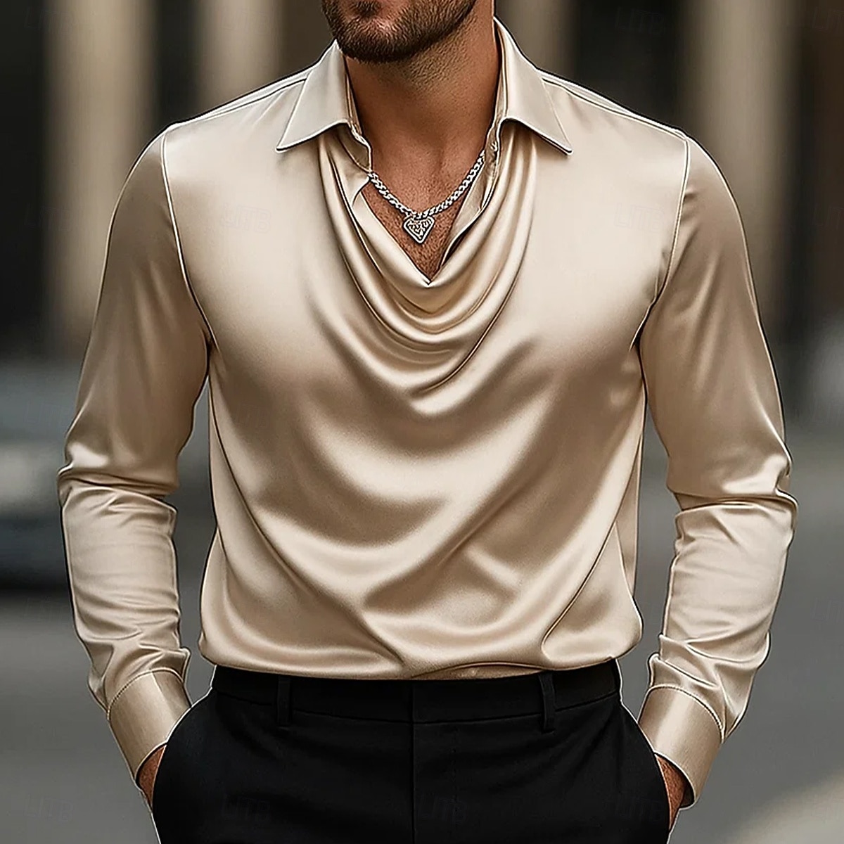 Per uomo Camicia Come la seta Camicia in raso Camicia casual Semplice Formale Matrimonio Argento Nero Oro Verde Manica Lunga Bavero Primavera & Autunno Tutte le stagioni Abbigliamento Arricciato del 2025 a $21.99 –P5