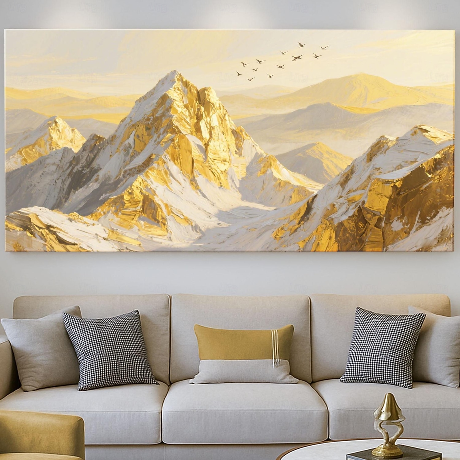 Duże złote góry na płótnie, oryginalna złota sztuka ścienna, tekstura 3D, impasto, abstrakcyjny, naturalny krajobraz, wystrój boho, salon, wystrój domu 2025 - $41.99 –P2