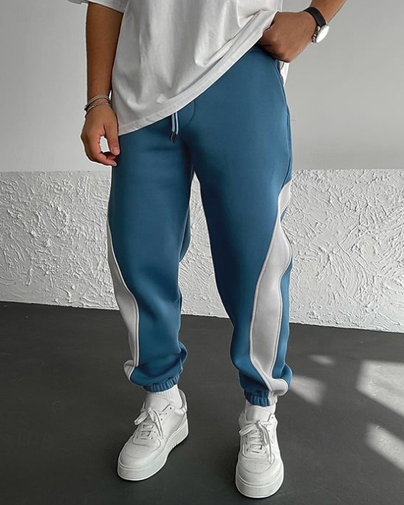 Pánské Tepláky Běžec Kalhoty Šňůrky Kapsy Elastický pas Barevné bloky Pohodlné Outdoorové sporty Denní Módní Na běžné nošení Černočervená Bílá  / modrá Lehce elastické 2025 - $29.99 –P1