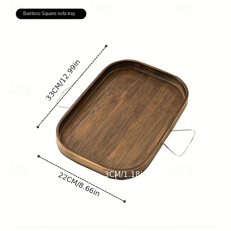 Mesa de apoio para sofá de bambu art déco, mesa lateral dobrável portátil com encaixe, estrutura de metal, sem necessidade de eletricidade, prateleira de bebidas de bambu marrom para sofá e mesas de de 2025 por $37.99 –P7