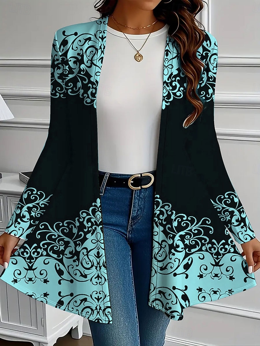 Femmes Manteau d'Hiver Trench Léger Confortable Imprimé Front ouvert ancien Mode Occasionnel Fleuri Vacances Occasionnel Long Sans Col Coupe régulière manche longue Vêtements d'extérieur Blanche Rose de 2025 ? €20.99 –P5