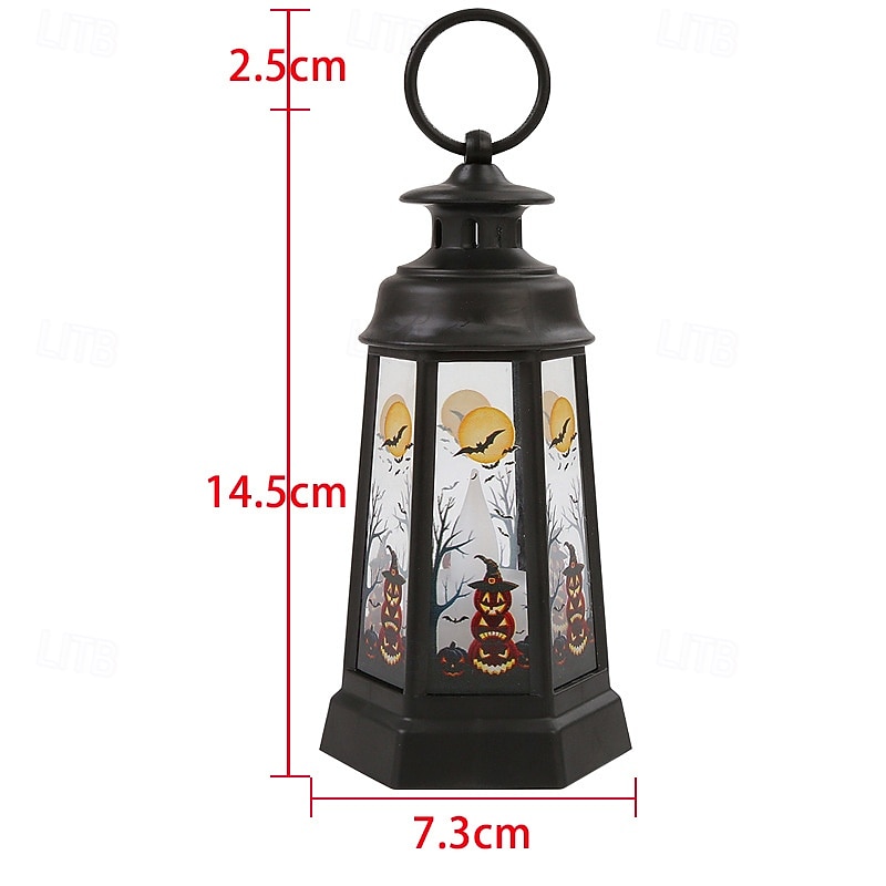 1 pc 14,5 cm halloween dekorative led wind licht desktop ornament retro hexagonal led wind licht party dekoration prop anhänger 2025 - $4.99 –P8