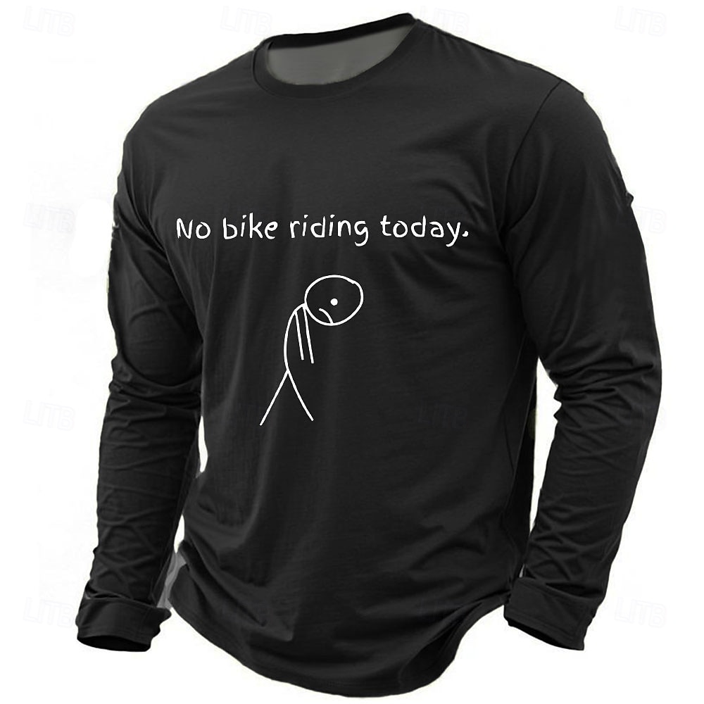 T-Shirt Grafica da Uomo a Maniche Lunghe 'Niente giro in bicicletta oggi' Maglietta Umoristica con Figura Triste del 2025 a $21.99 –P3