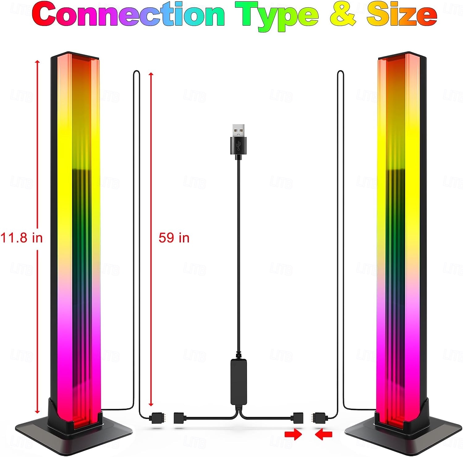 Bande lumineuse LED RVB, barres lumineuses LED RVB IC synchronisées avec la musique, éclairage d'ambiance alimenté par USB, rétroéclairage de télévision de jeu à changement de couleur avec de 2025 ? $31.99 –P4