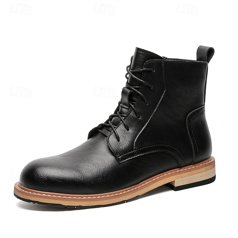 Bottines à lacets en similicuir marron pour homme, chaussures d'extérieur décontractées classiques pour le travail et le quotidien de 2025 ? $59.99 –P2