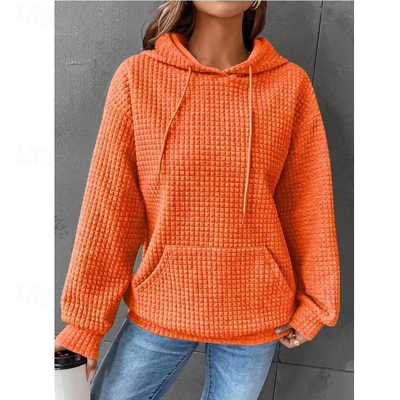 Per donna Felpa con cappuccio Casual Comodo Manica Lunga Con Cappuccio Top Regolari Casuale Tasca Frontale Marrone rossastro Nero Bianco Giallo Rosa Autunno Inverno del 2025 a $25.99 –P16