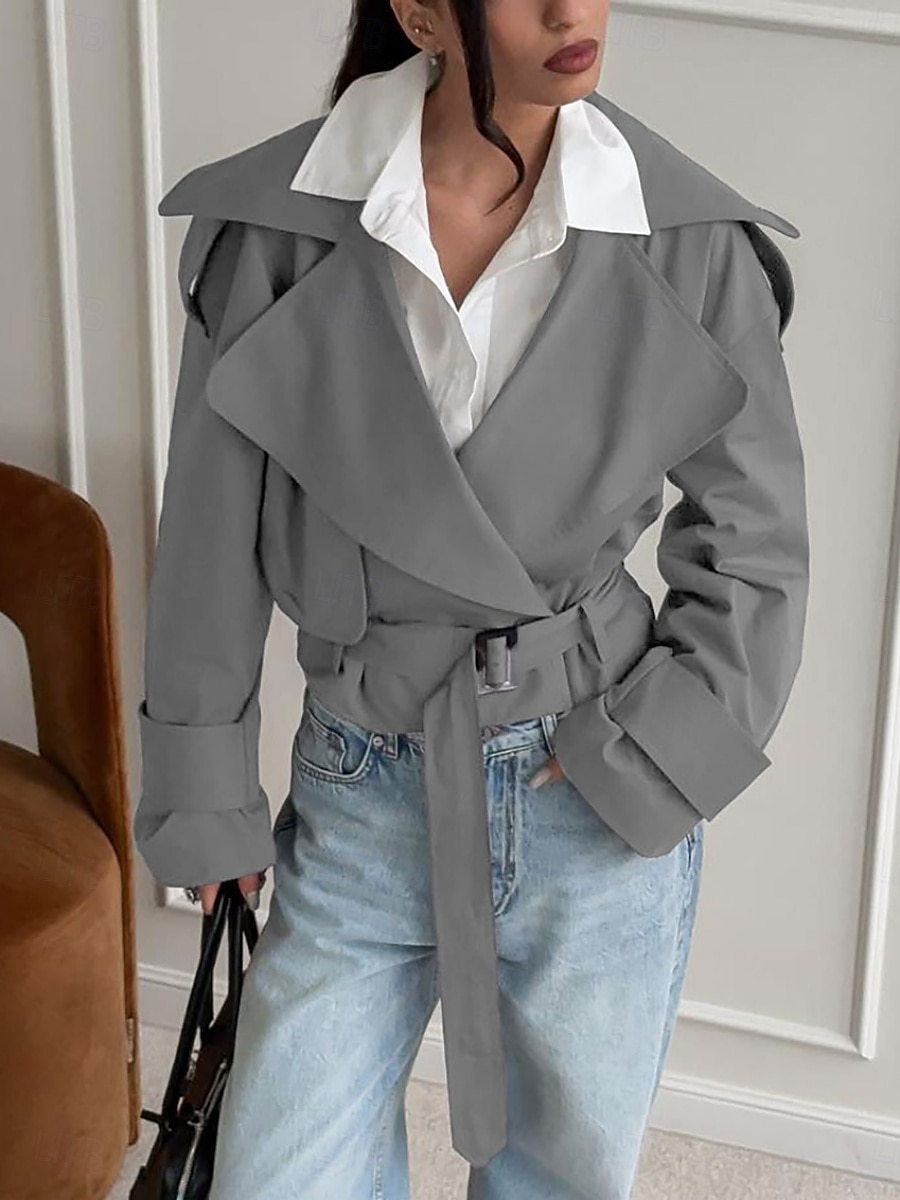 Per donna Giacca Casual Trench Confortevole Traspirante Allacciato Casual Semplice Vacanza Streetwear Casuale Abbigliamento quotidiano Aperto davanti Corto Collo ripiegato Vestibilità regolare Manica del 2025 a $41.99 –P2
