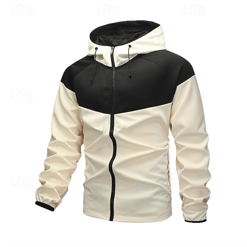 Men's Outdoor Jacket Raincoat Hoodie Jacket Hiking Jacket Vacation Daily Windproof Pocket Spring Fall Color Block Fashion Classic Hooded Regular Red Khaki Dark Blue Jacket 2026 - $30.99 –P1