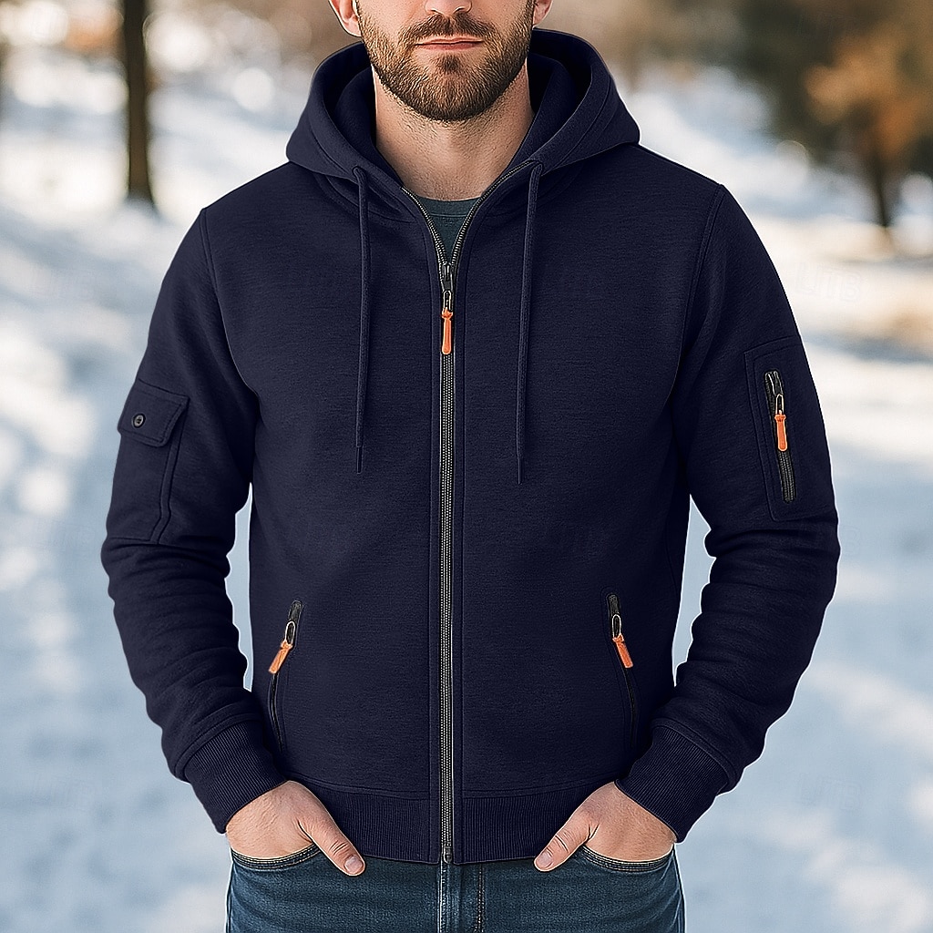 Hombre Sudadera Sudadera con capucha y cremallera completa Sudadera táctica con capucha Azul Marino Caqui Gris Oscuro Gris Con Capucha Plano Cerrar Cremallera Bolsillo Deporte Diario Festivos no 2025 - $23.99 –P6