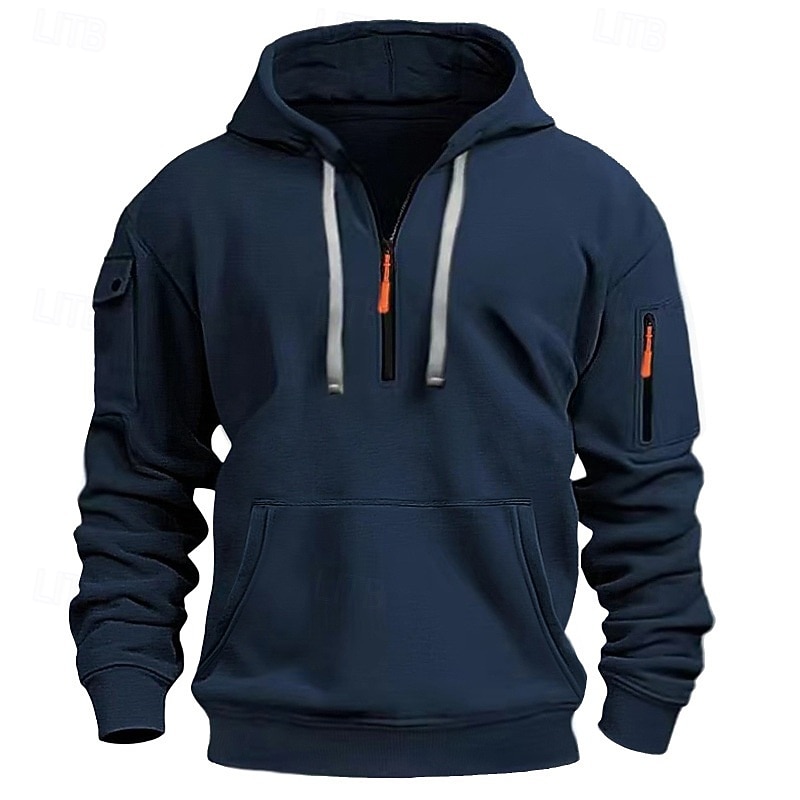 Per uomo Felpa con cappuccio Felpa con cappuccio e zip corta Felpa con cappuccio in pile Felpa con cappuccio tattica Nero Blu marino Cachi Grigio chiaro Grigio scuro Con Cappuccio Semplice Cerniera del 2025 a $23.99 –P5
