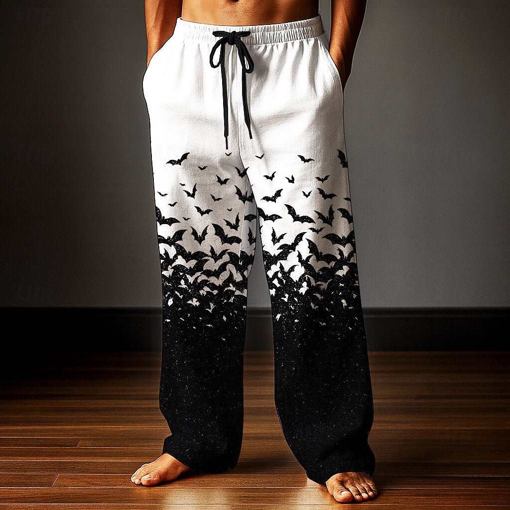 Halloween Homens Morcego Trajes da Noite das Bruxas Calças Calças largas Calça casual Cintura Média Estilo gótico escuro Feriado Cintura elástica com cordão Calças de linho com bolsos Primavera Outono de 2025 por $25.99 –P2