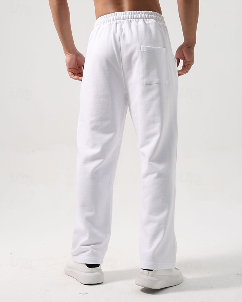 Men's Sweatpants Trousers Straight Leg Sweatpants Drawstring Pocket Elastic Waist Plain Comfort Sports Outdoor Daily Fashion Casual Black White Micro-elastic 2026 - $21.99 –P5
